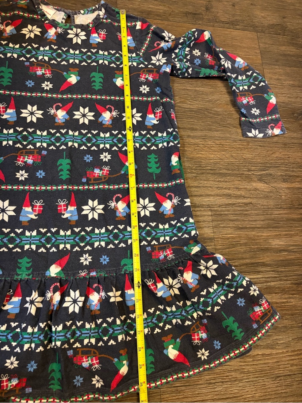 Hanna Andersson Girls Navy Christmas Gnome Nightgown Size 10 - Picture 4 of 5